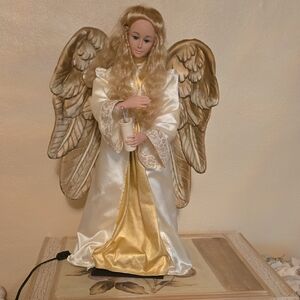 Elegant Angel Figurine with Gold and White Gown